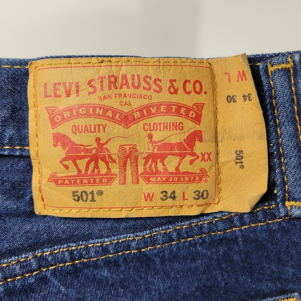Levis 501 Button Fly Straight Leg Jeans Pants Mens 34x30 Work Business Casual - Picture 12 of 12